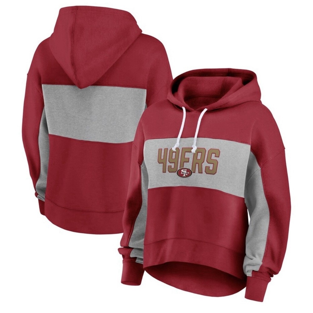 Fanatics Scarlet‎ San Francisco 49ers Lightweight Modest Crop Hoodie Medium NWT